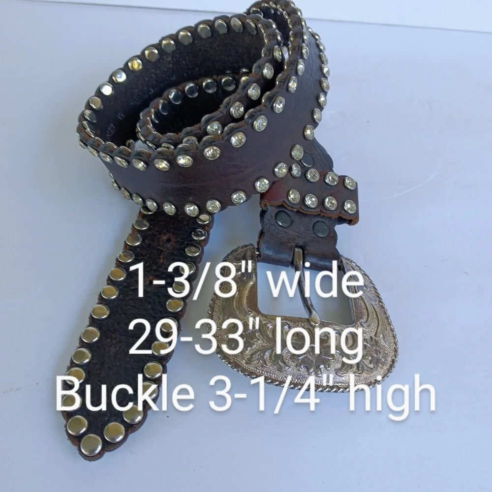 Nacona Vintage 1996 Leather Rhinestone Studded Belt